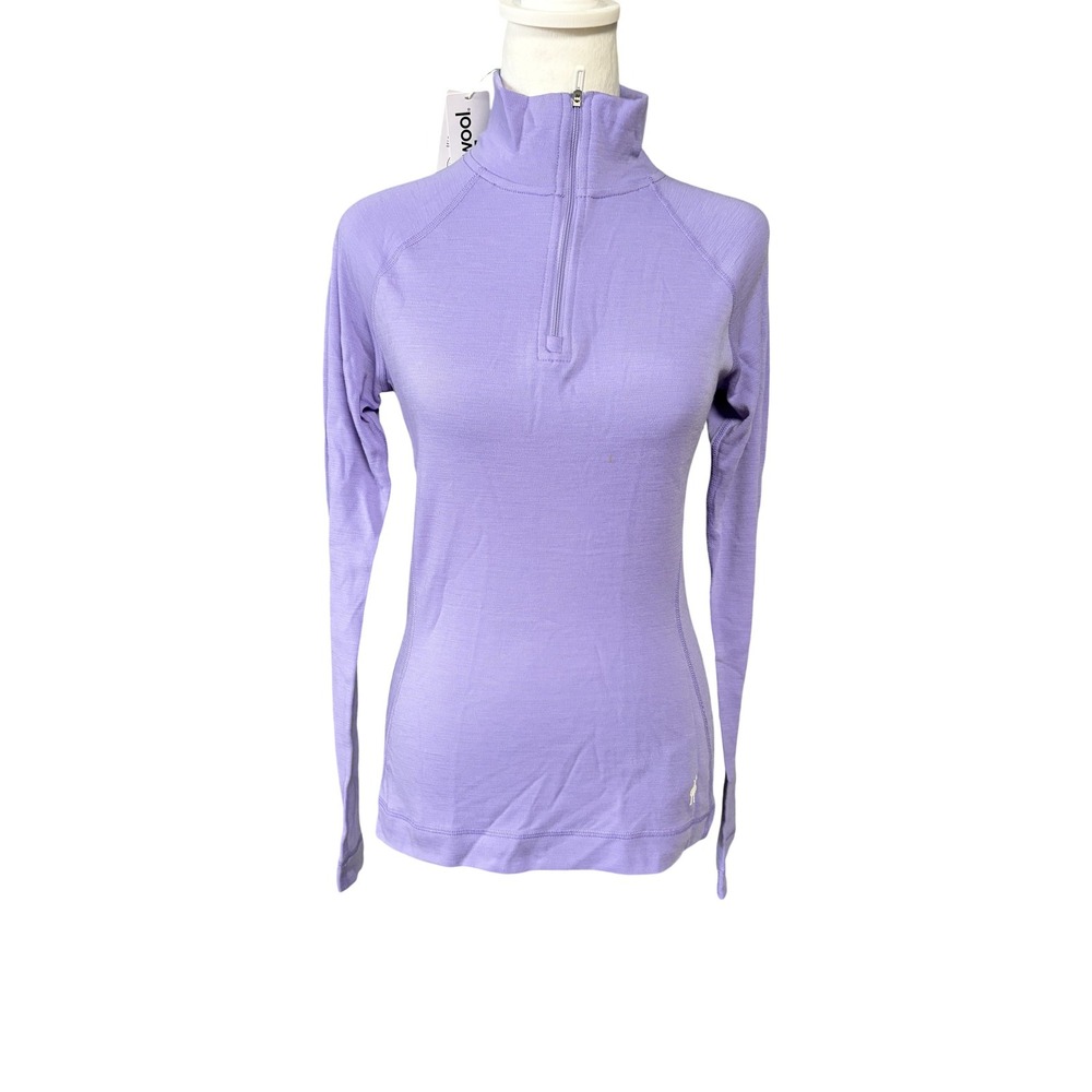 Smartwool Classic Thermal Merino 1/4 Zip Pullover Womens Small Purple Baselayer